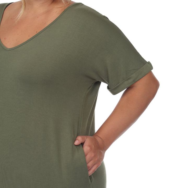 Women's Plus Size Short Sleeve V-neck Maxi Dress