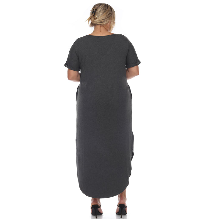 Women's Plus Size Short Sleeve V-neck Maxi Dress
