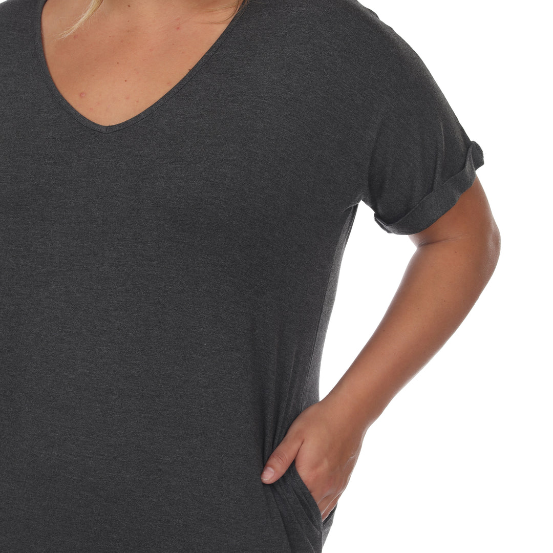 Women's Plus Size Short Sleeve V-neck Maxi Dress