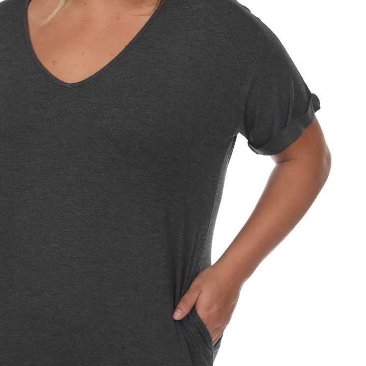 Women's Plus Size Short Sleeve V-neck Maxi Dress