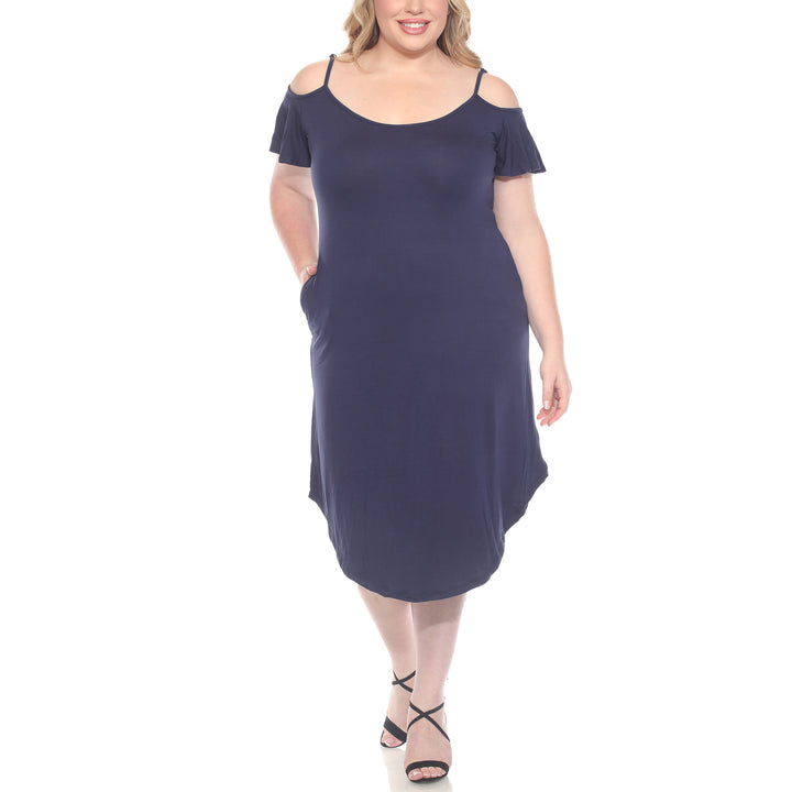 Plus Size Casual Scoop Neck Flutter Sleeve Knee Length Dress