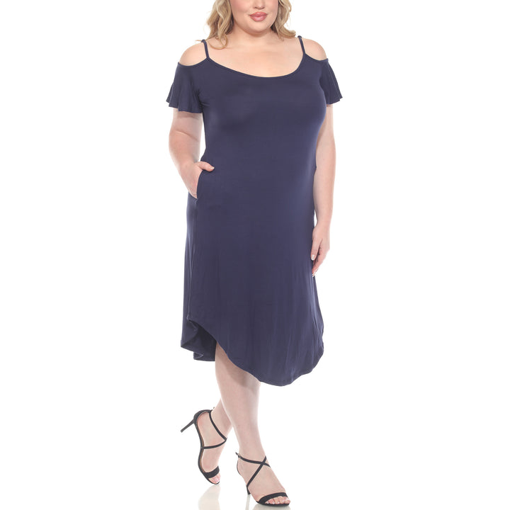 Plus Size Casual Scoop Neck Flutter Sleeve Knee Length Dress