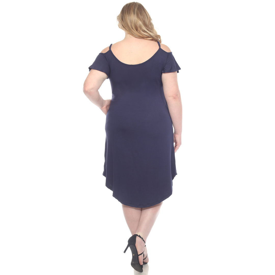 Plus Size Casual Scoop Neck Flutter Sleeve Knee Length Dress