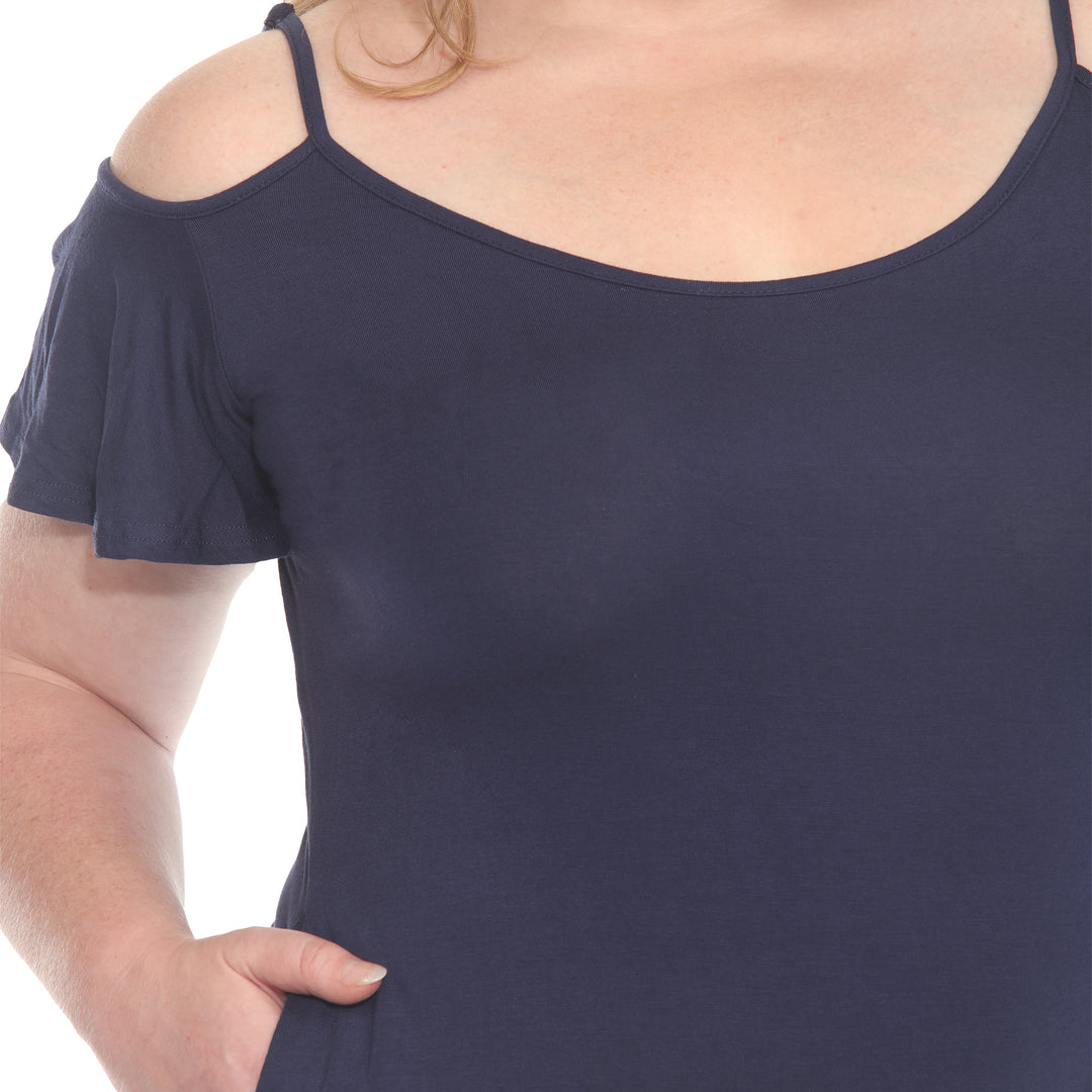 Plus Size Casual Scoop Neck Flutter Sleeve Knee Length Dress