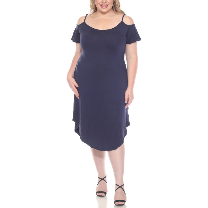 Plus Size Casual Scoop Neck Flutter Sleeve Knee Length Dress