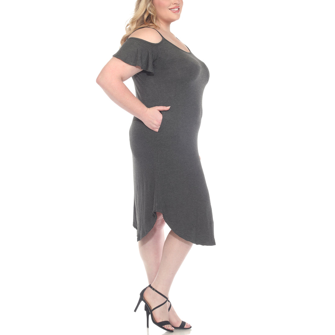 Plus Size Casual Scoop Neck Flutter Sleeve Knee Length Dress