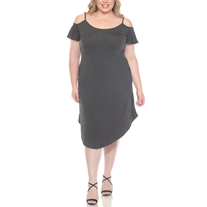 Plus Size Casual Scoop Neck Flutter Sleeve Knee Length Dress
