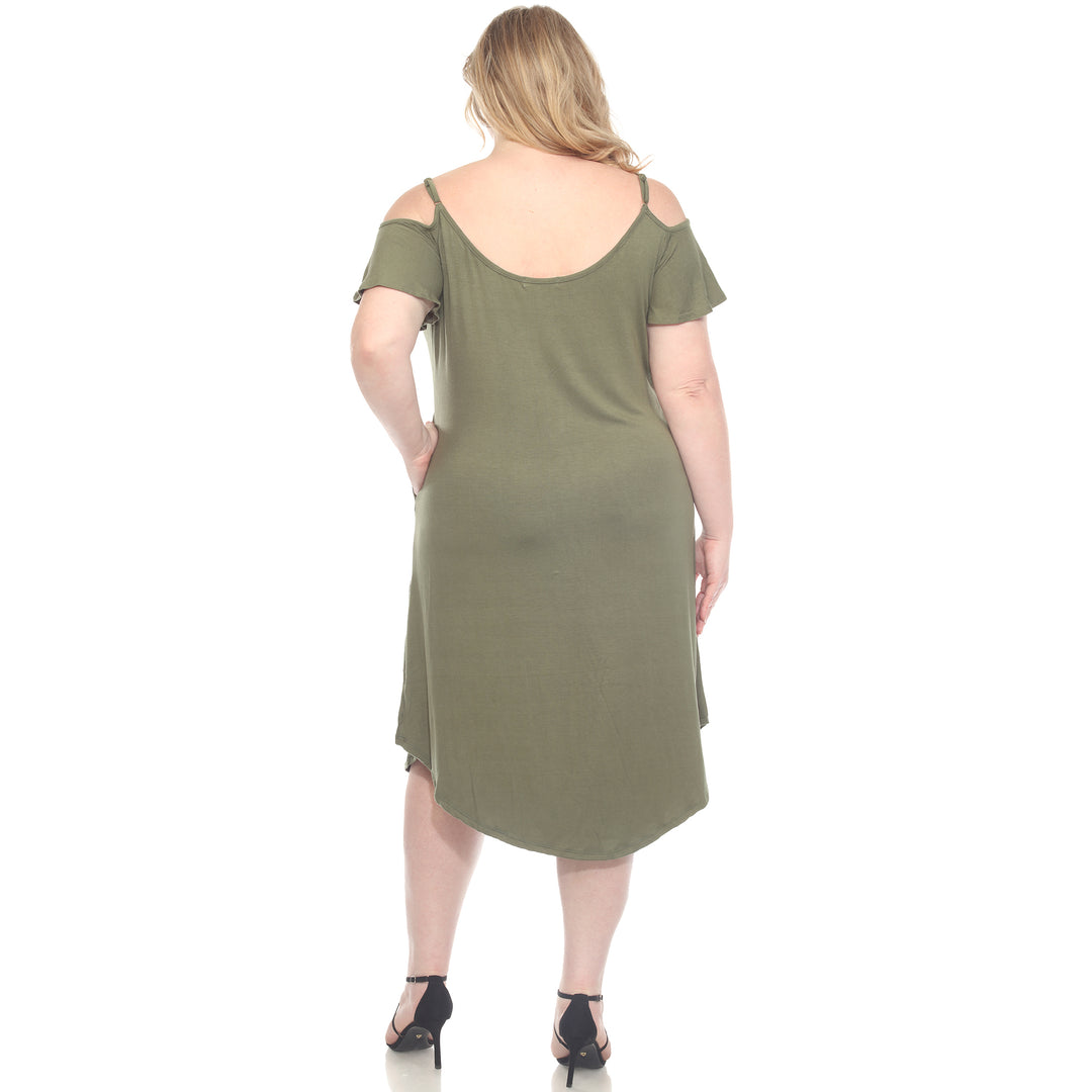 Plus Size Casual Scoop Neck Flutter Sleeve Knee Length Dress