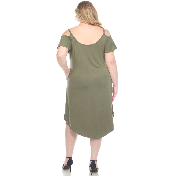 Plus Size Casual Scoop Neck Flutter Sleeve Knee Length Dress