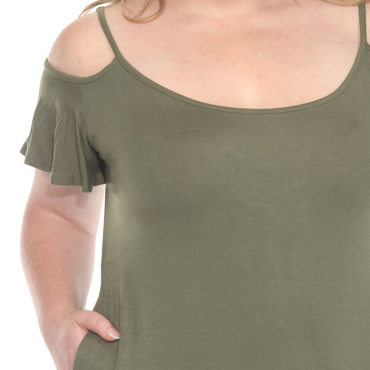 Plus Size Casual Scoop Neck Flutter Sleeve Knee Length Dress