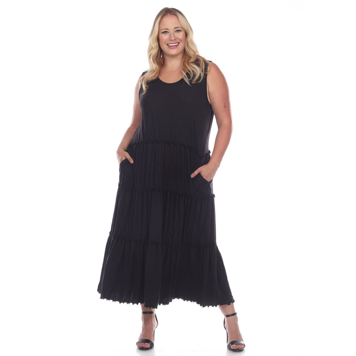 Women's Plus Size Scoop Neck Tiered Midi Dress