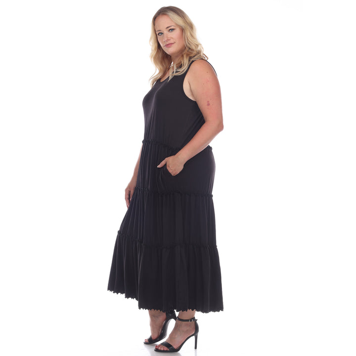 Women's Plus Size Scoop Neck Tiered Midi Dress