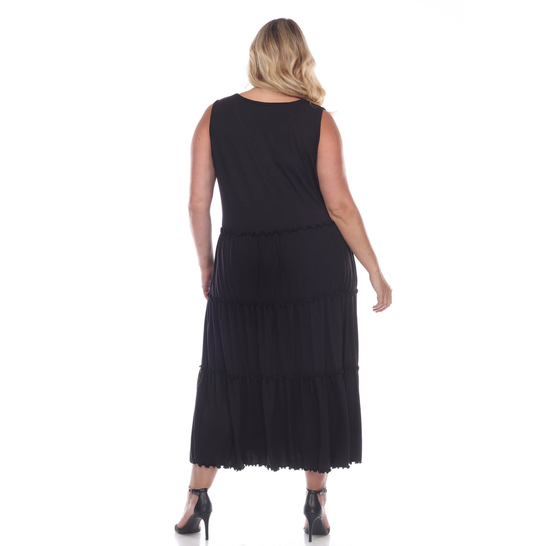 Women's Plus Size Scoop Neck Tiered Midi Dress