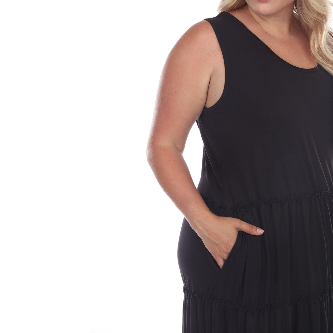 Women's Plus Size Scoop Neck Tiered Midi Dress