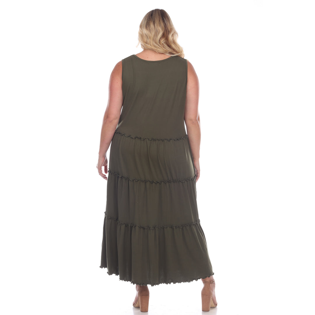 Women's Plus Size Scoop Neck Tiered Midi Dress