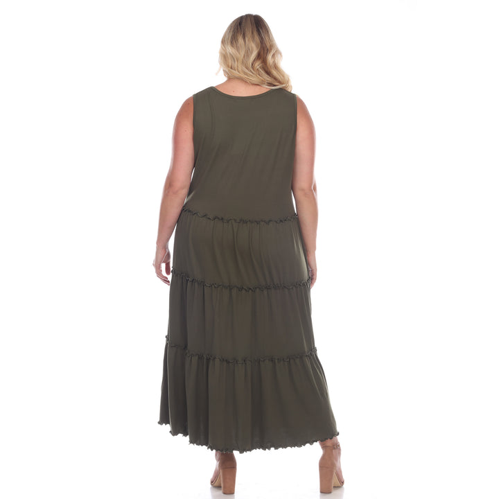 Women's Plus Size Scoop Neck Tiered Midi Dress