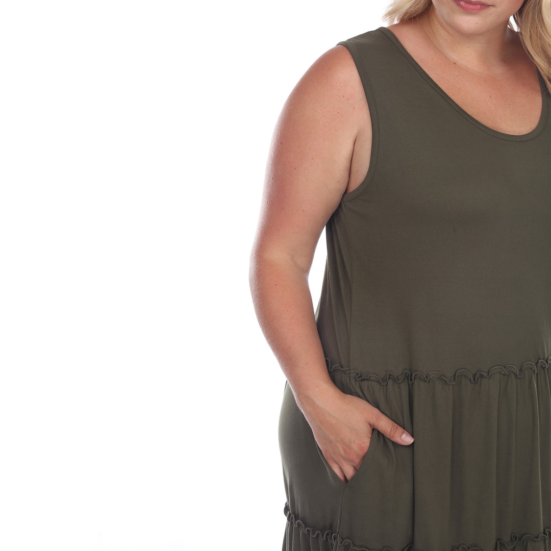 Women's Plus Size Scoop Neck Tiered Midi Dress