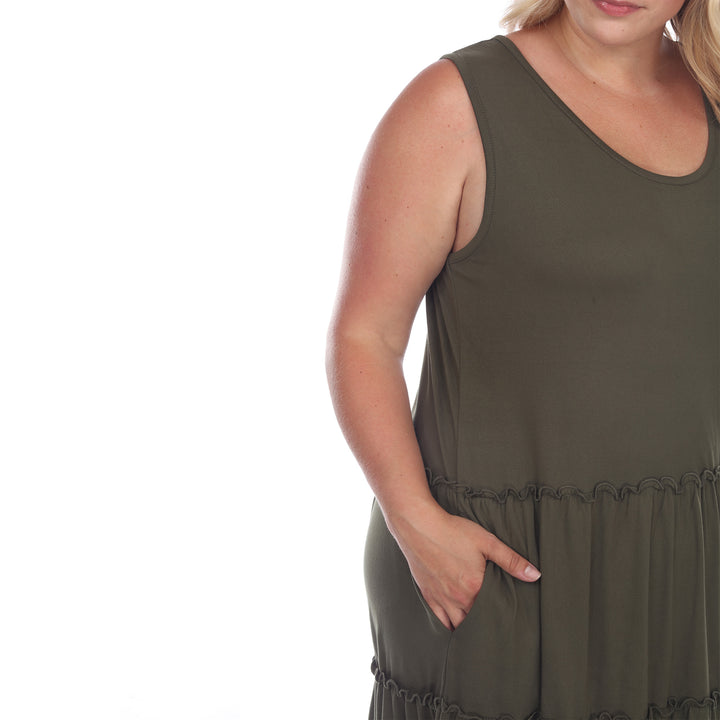 Women's Plus Size Scoop Neck Tiered Midi Dress