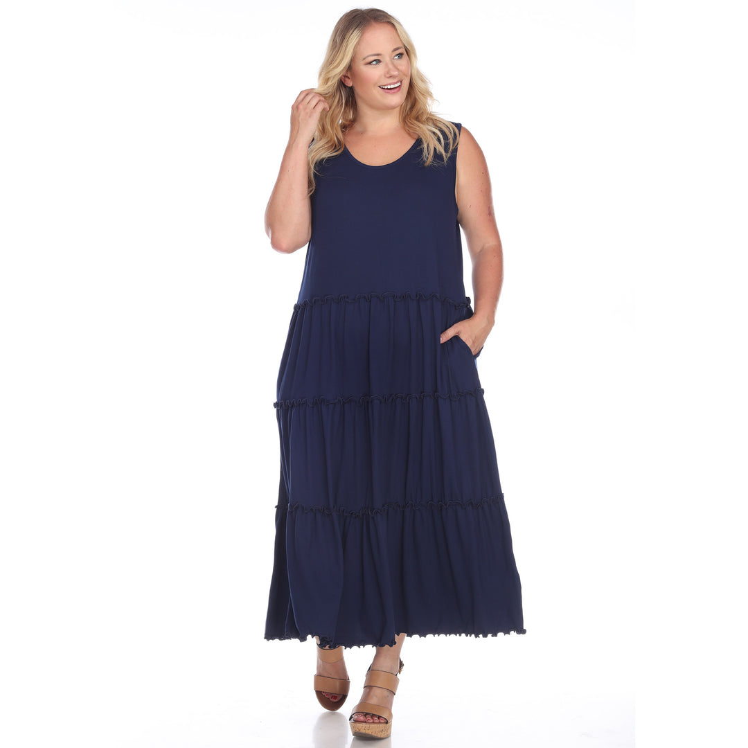 Women's Plus Size Scoop Neck Tiered Midi Dress