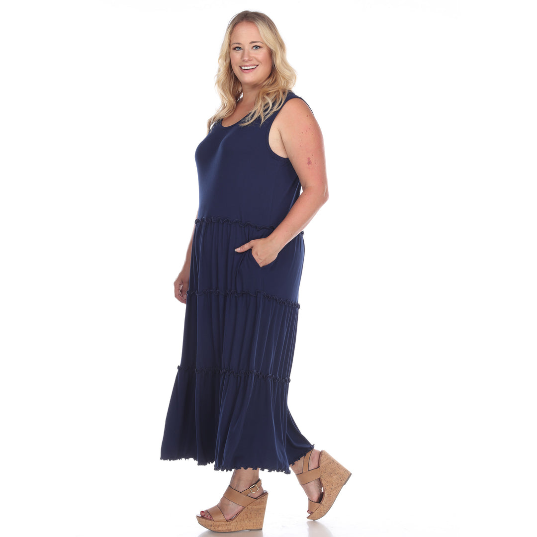 Women's Plus Size Scoop Neck Tiered Midi Dress