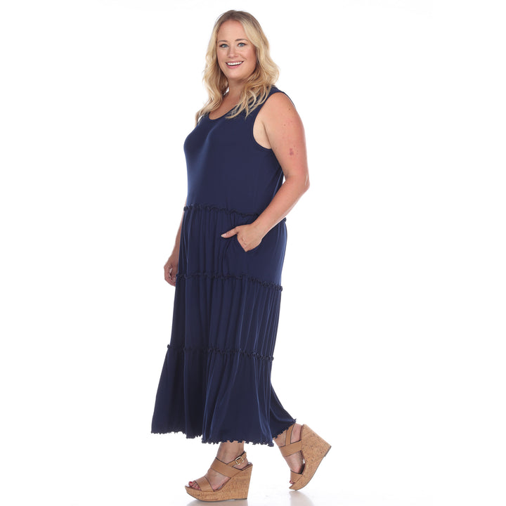 Women's Plus Size Scoop Neck Tiered Midi Dress