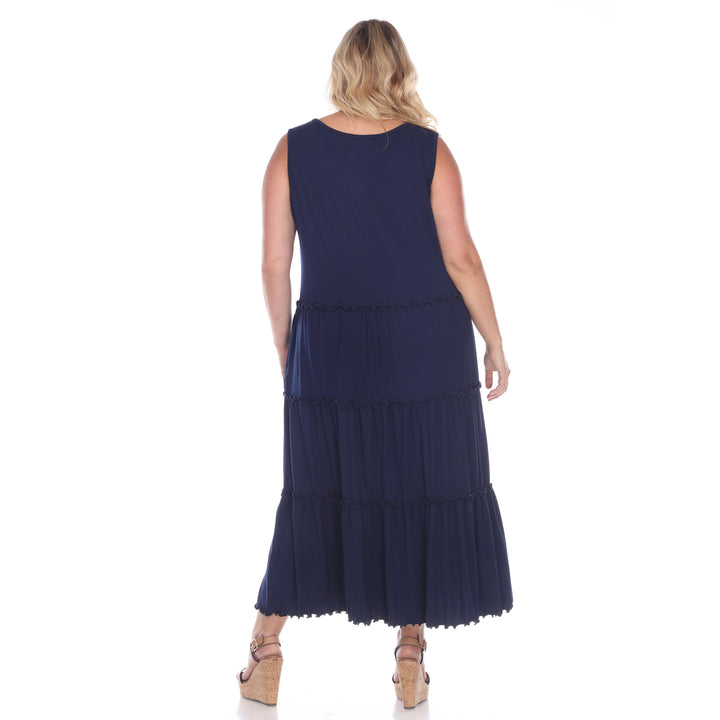 Women's Plus Size Scoop Neck Tiered Midi Dress
