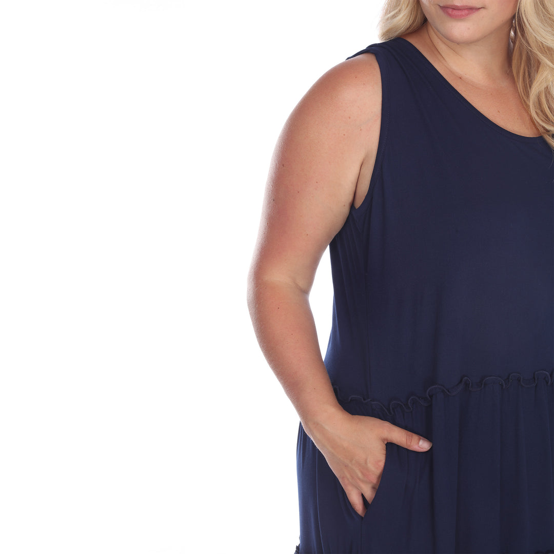 Women's Plus Size Scoop Neck Tiered Midi Dress