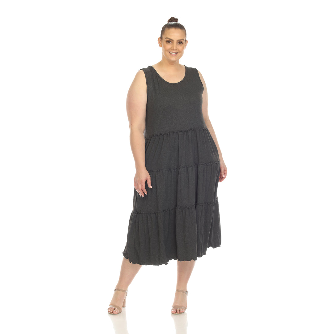 Women's Plus Size Scoop Neck Tiered Midi Dress