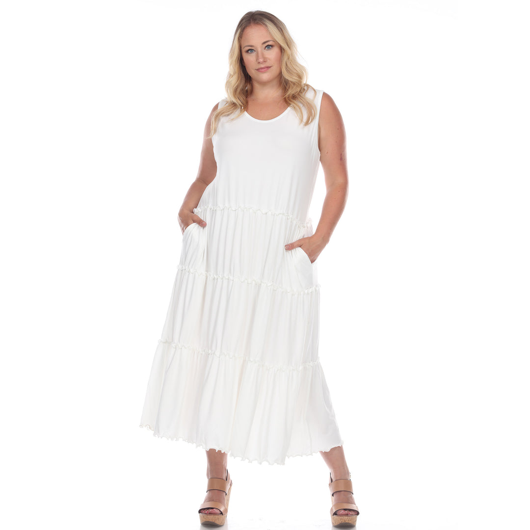 Women's Plus Size Scoop Neck Tiered Midi Dress