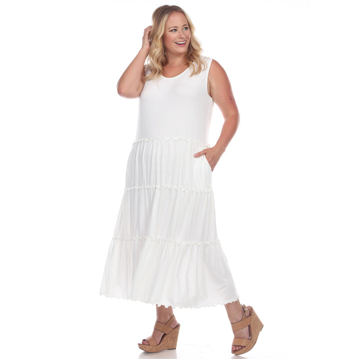 Women's Plus Size Scoop Neck Tiered Midi Dress