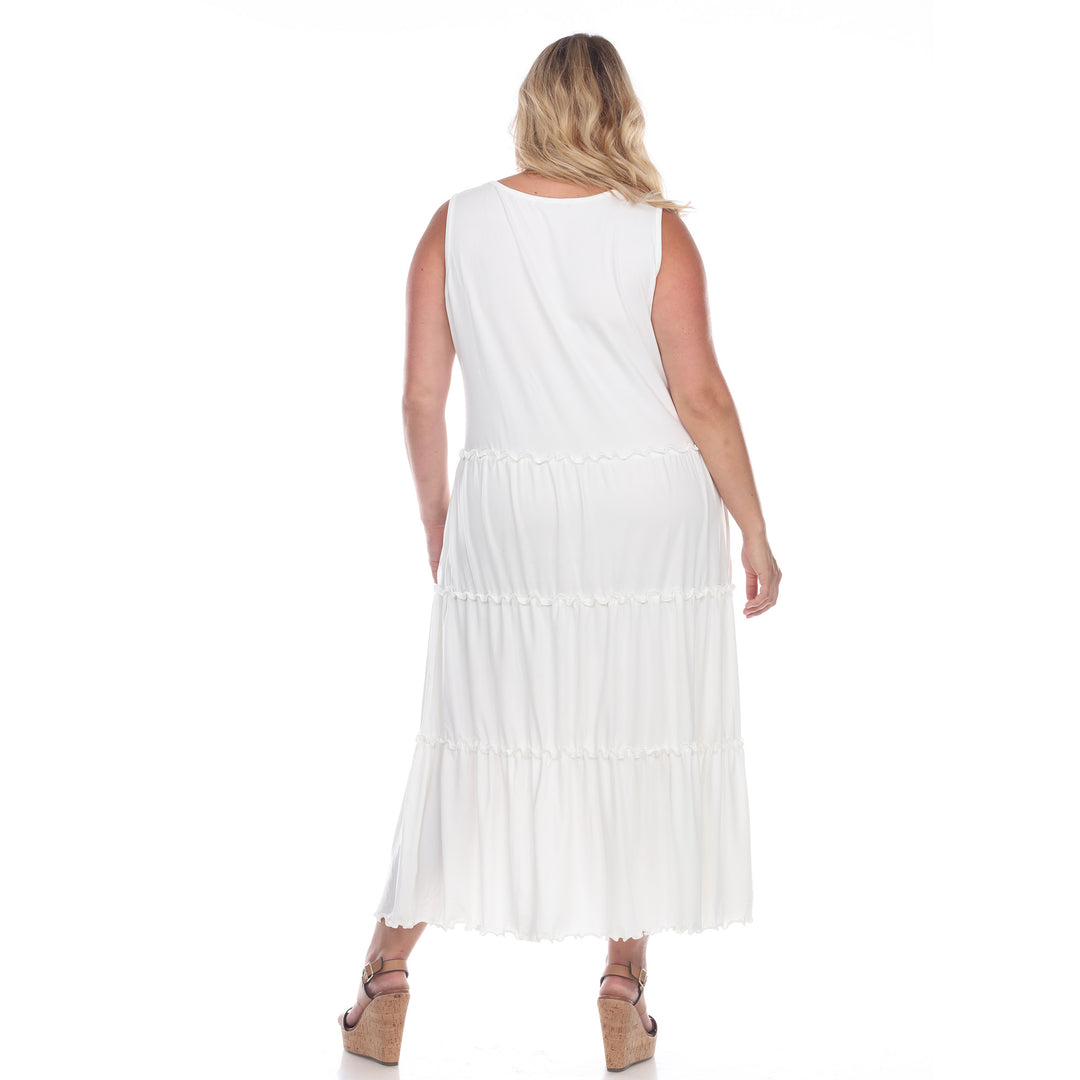 Women's Plus Size Scoop Neck Tiered Midi Dress