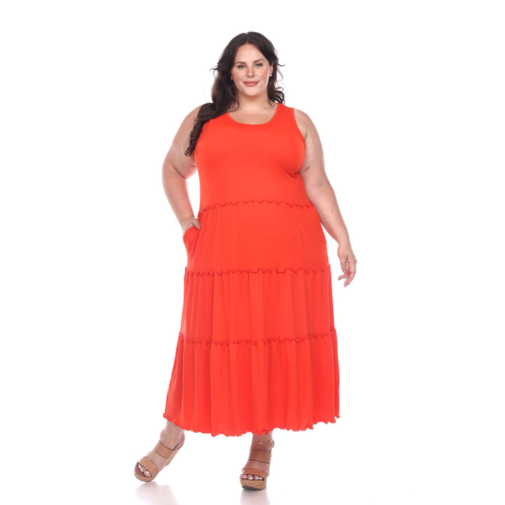 Women's Plus Size Scoop Neck Tiered Midi Dress