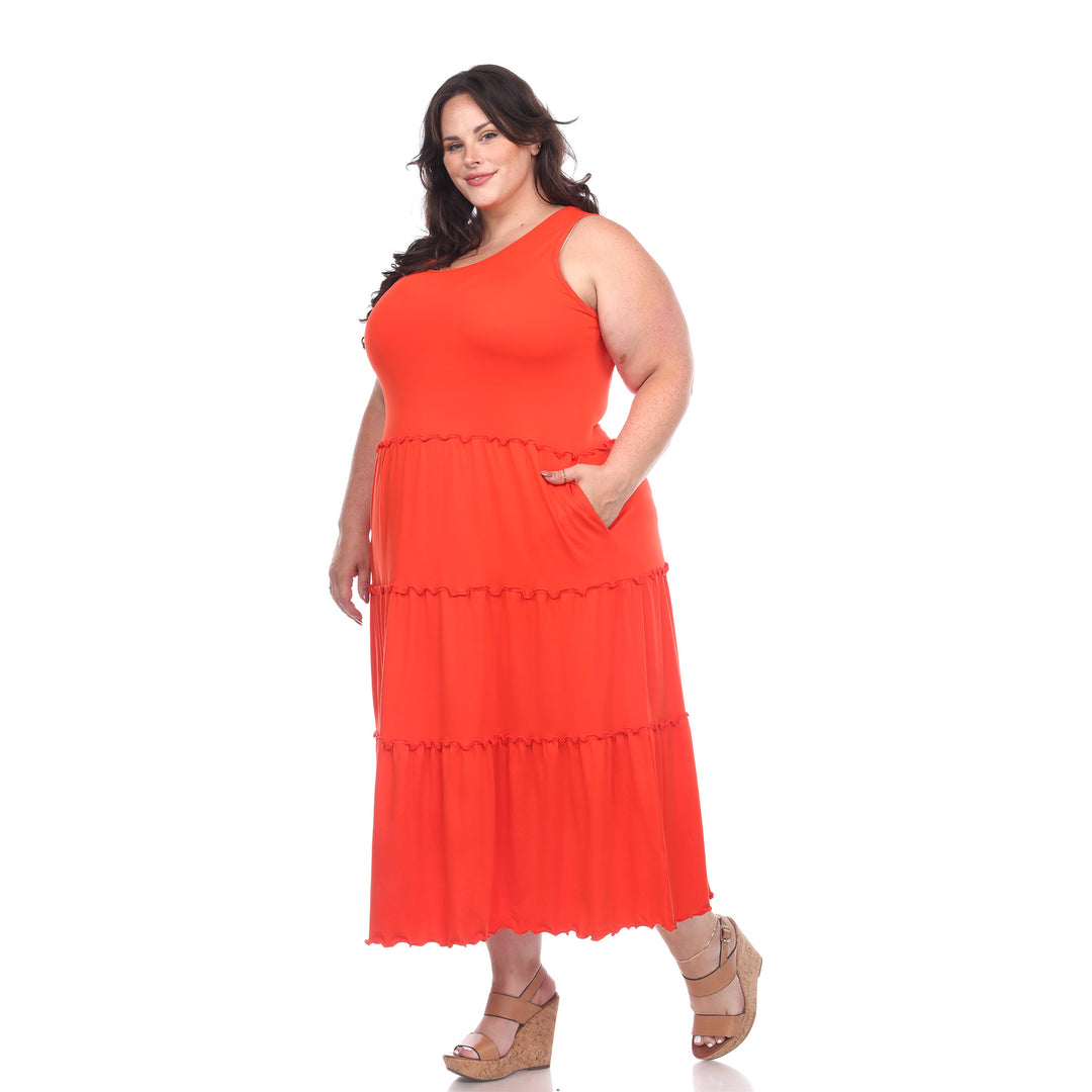 Women's Plus Size Scoop Neck Tiered Midi Dress