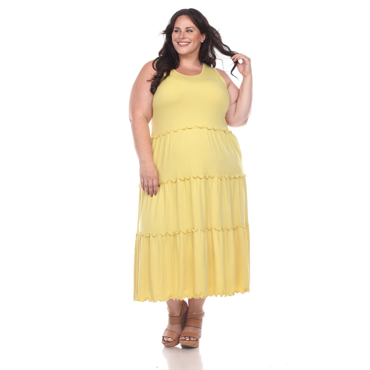 Women's Plus Size Scoop Neck Tiered Midi Dress
