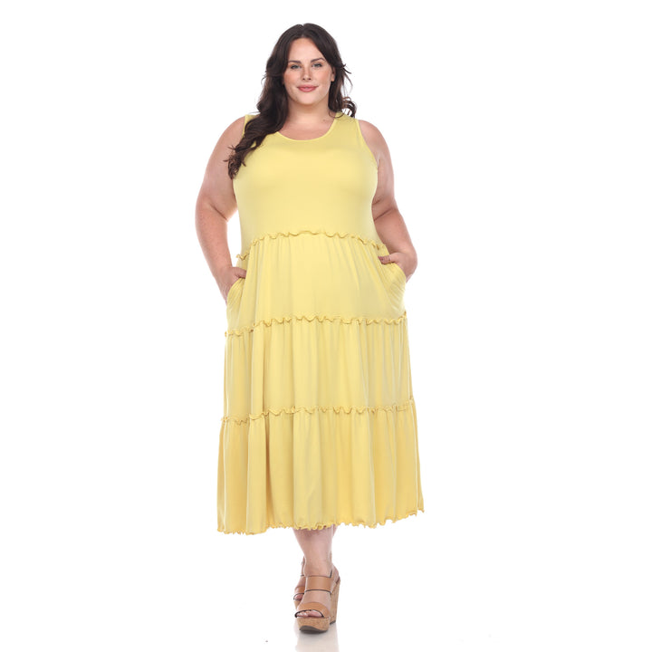 Women's Plus Size Scoop Neck Tiered Midi Dress