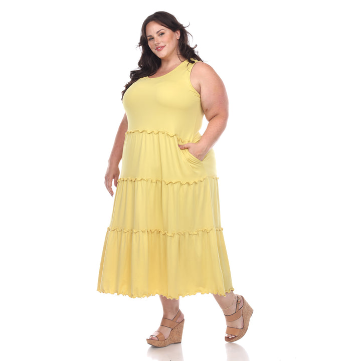 Women's Plus Size Scoop Neck Tiered Midi Dress