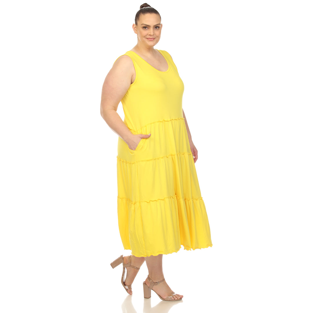 Women's Plus Size Scoop Neck Tiered Midi Dress