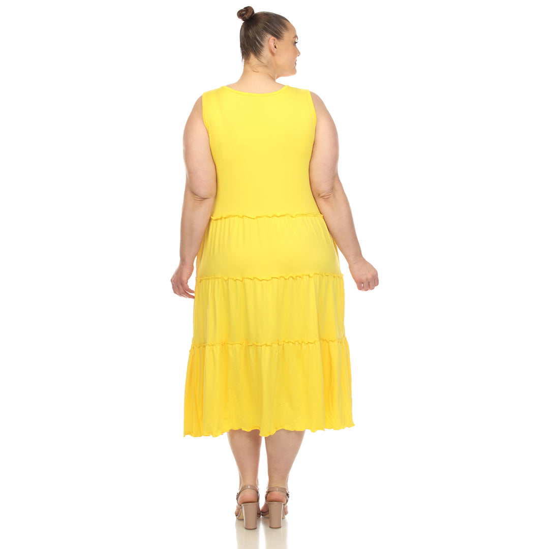 Women's Plus Size Scoop Neck Tiered Midi Dress