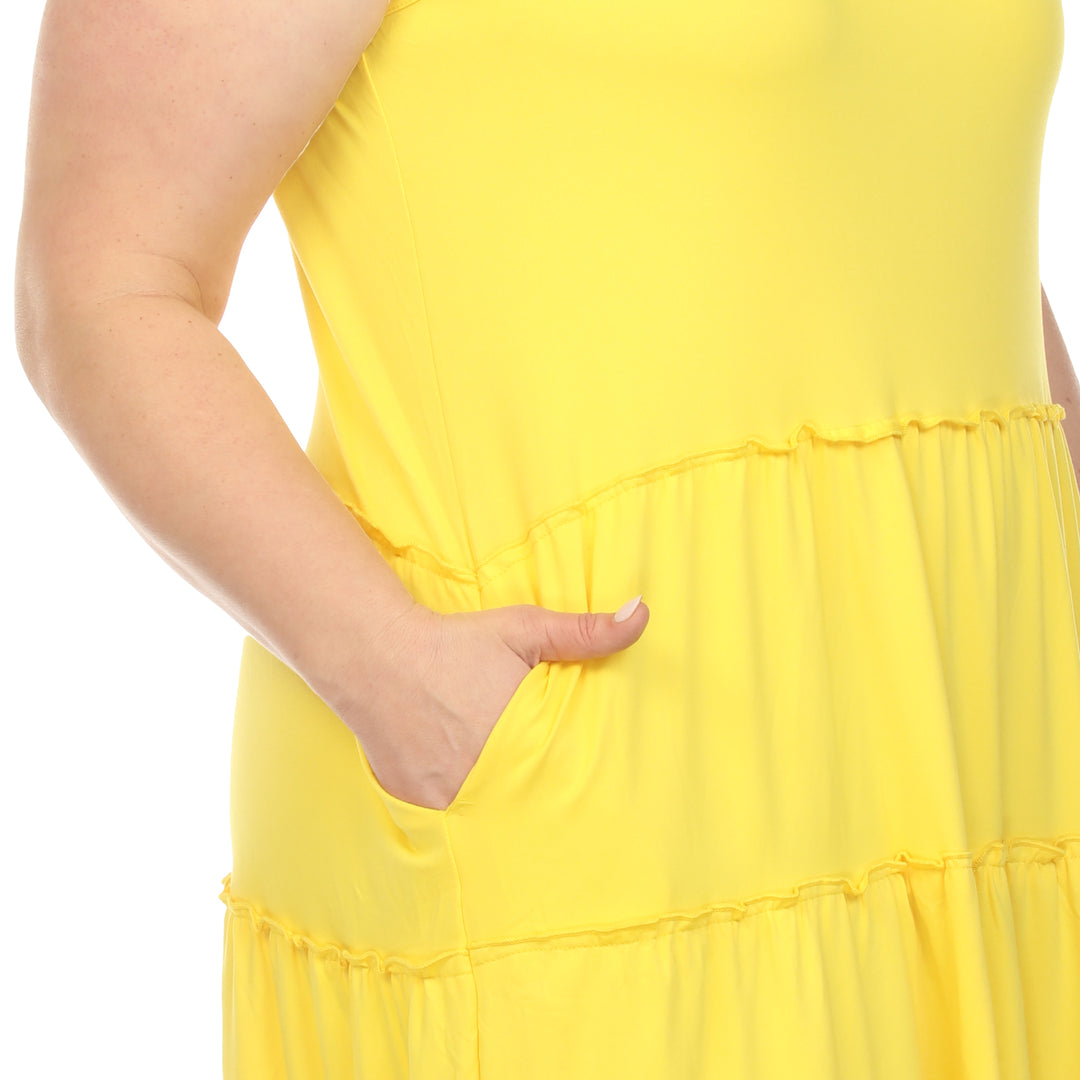 Women's Plus Size Scoop Neck Tiered Midi Dress