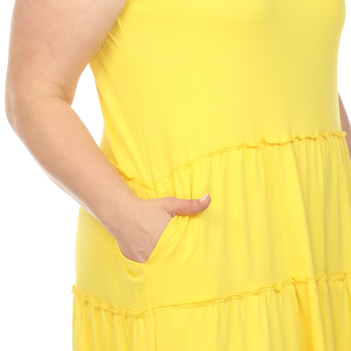 Women's Plus Size Scoop Neck Tiered Midi Dress