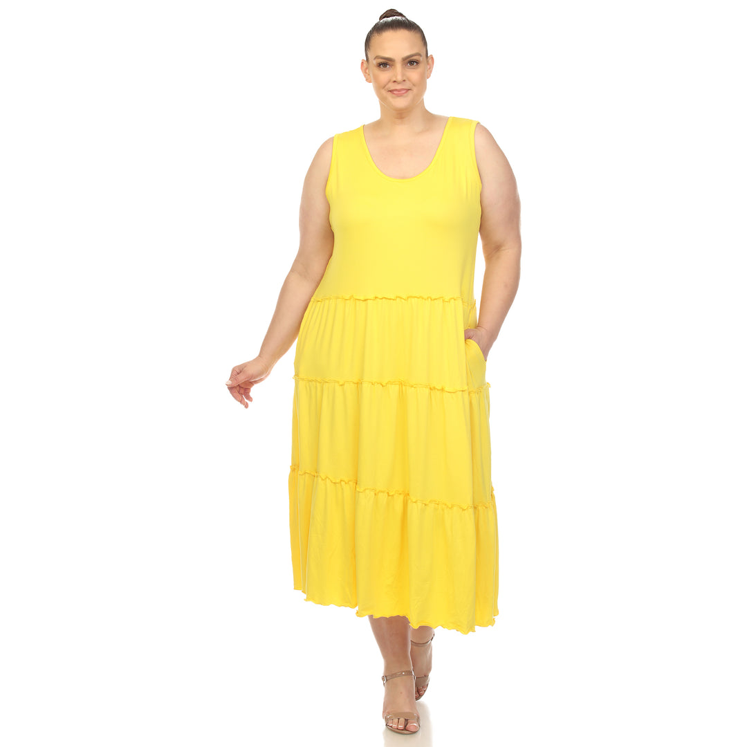 Women's Plus Size Scoop Neck Tiered Midi Dress