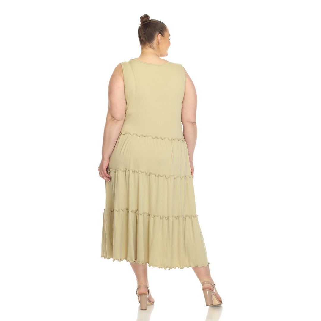 Women's Plus Size Scoop Neck Tiered Midi Dress