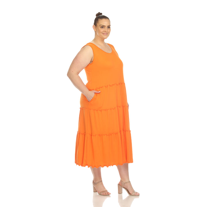 Women's Plus Size Scoop Neck Tiered Midi Dress