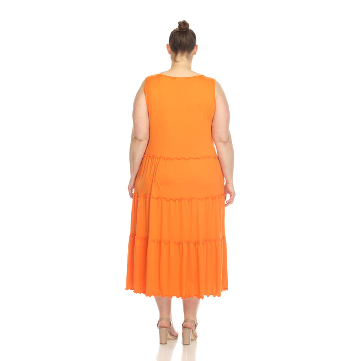 Women's Plus Size Scoop Neck Tiered Midi Dress
