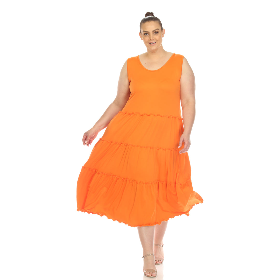 Women's Plus Size Scoop Neck Tiered Midi Dress