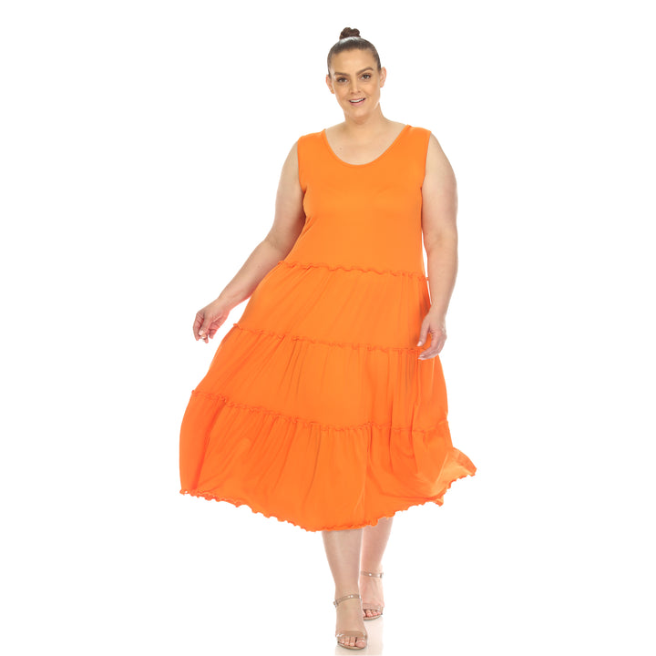 Women's Plus Size Scoop Neck Tiered Midi Dress