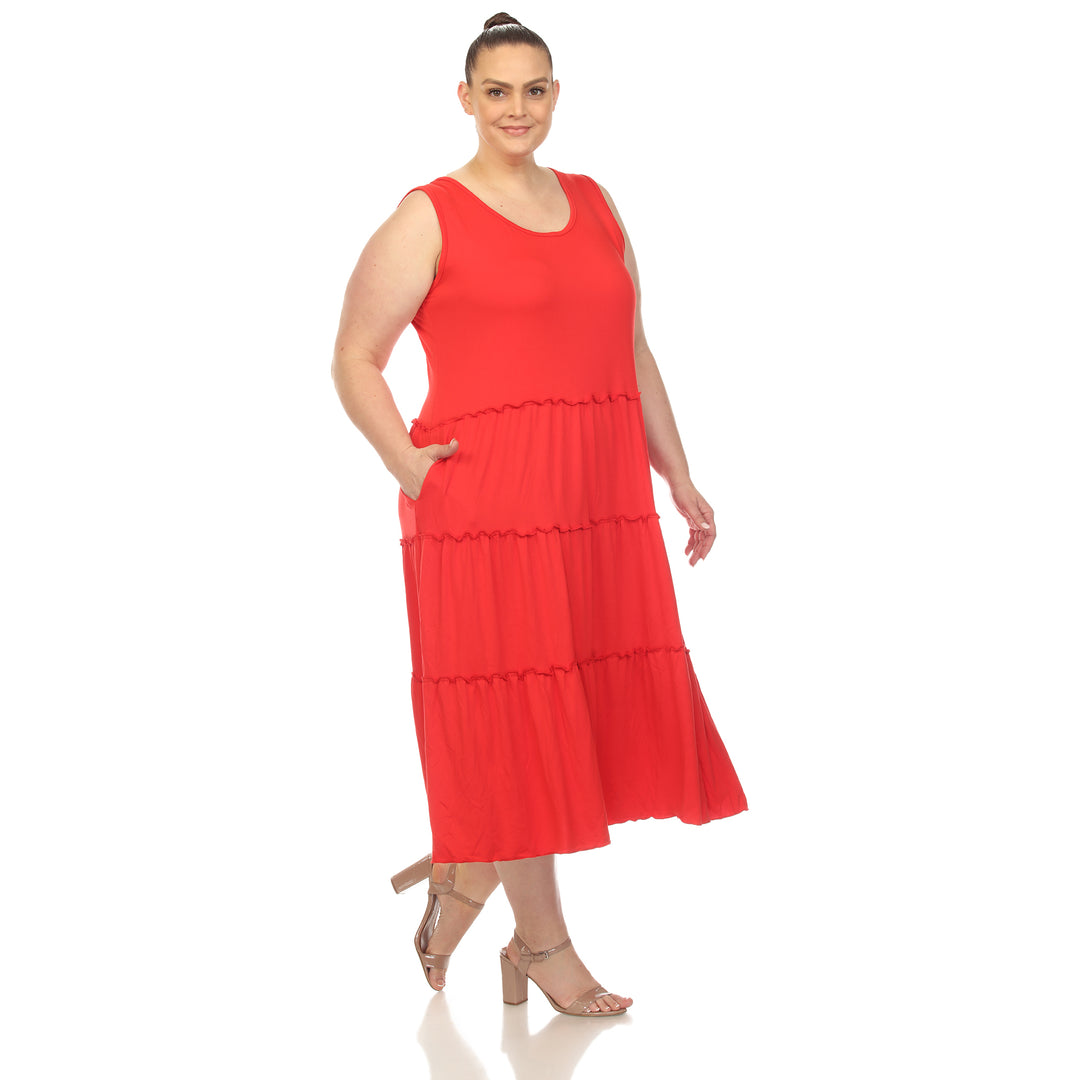 Women's Plus Size Scoop Neck Tiered Midi Dress