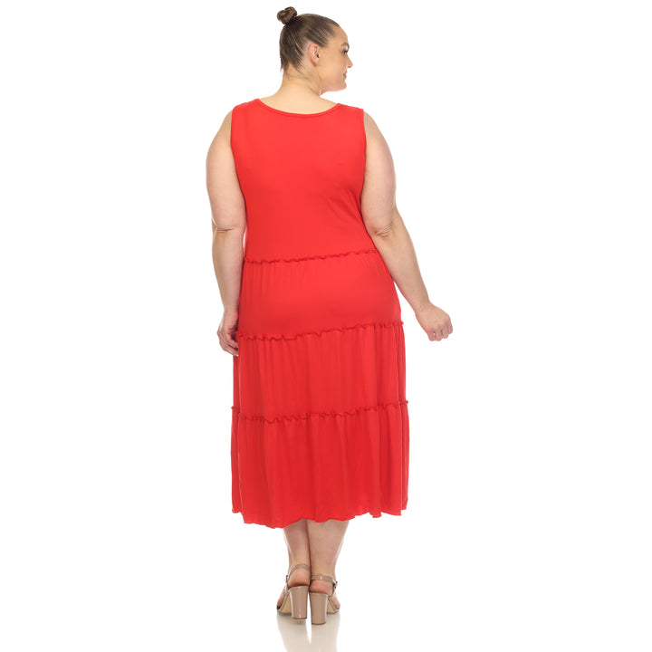 Women's Plus Size Scoop Neck Tiered Midi Dress