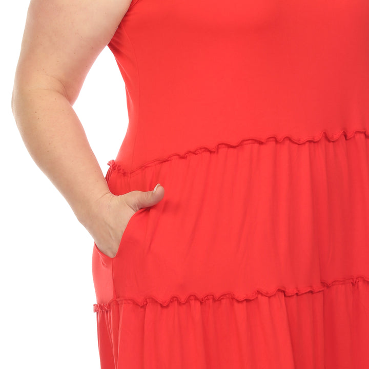 Women's Plus Size Scoop Neck Tiered Midi Dress