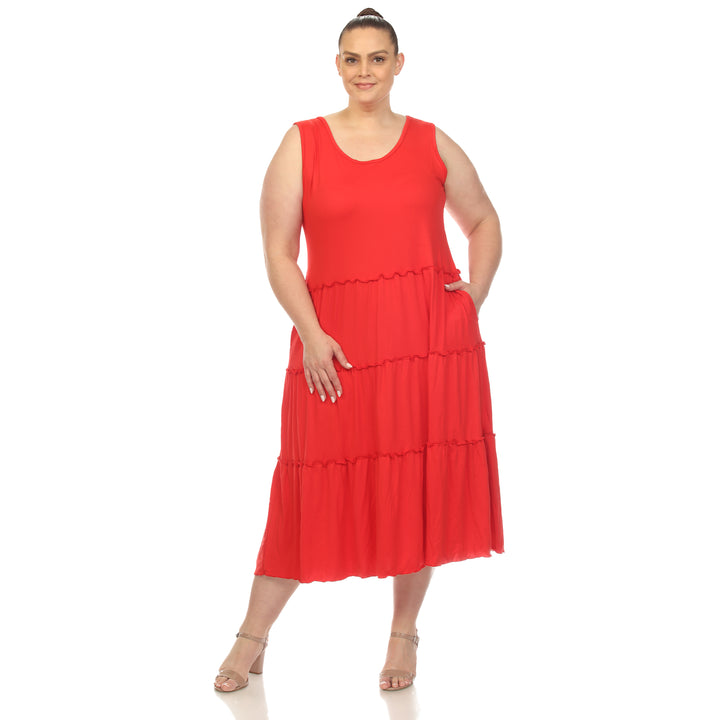 Women's Plus Size Scoop Neck Tiered Midi Dress